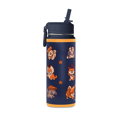 20oz Corgi Kids Water Bottle — Insulated Stainless Steel with Straw Lid