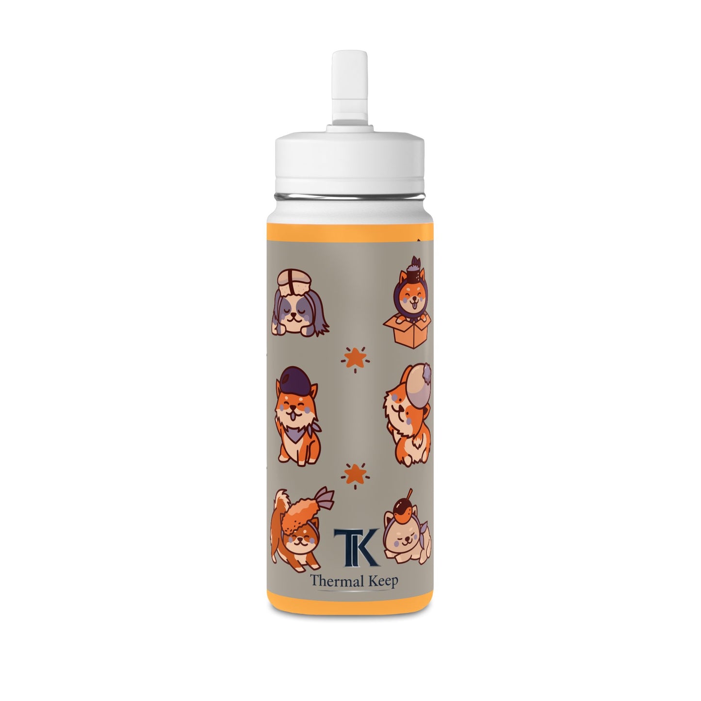 20oz Corgi Kids Water Bottle — Insulated Stainless Steel with Straw Lid