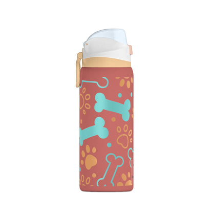 Insulated 32oz Water Bottle – Cute Dog Bones & Paws Design