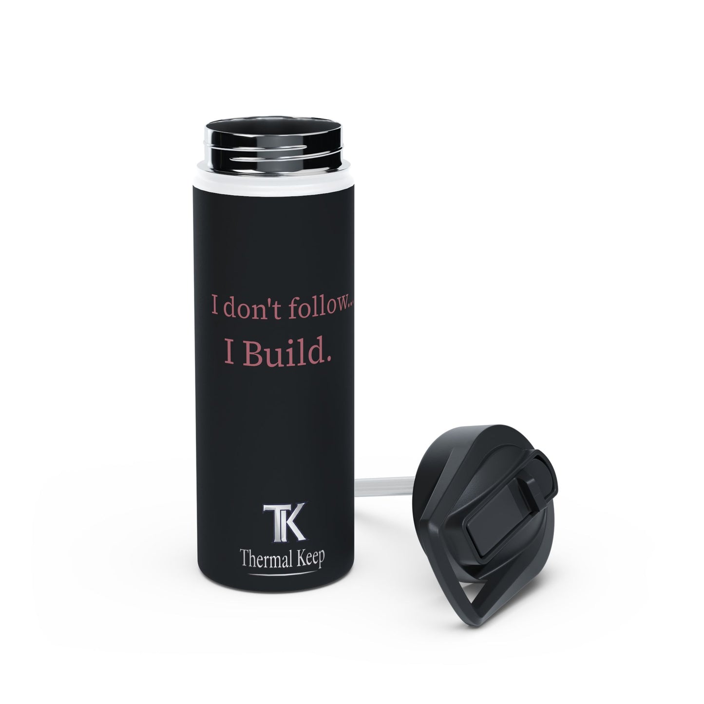 I Don't Follow, I Build Stainless Steel Water Bottle – Rose Gold Edition | Motivational Bottle for Builders & Leaders