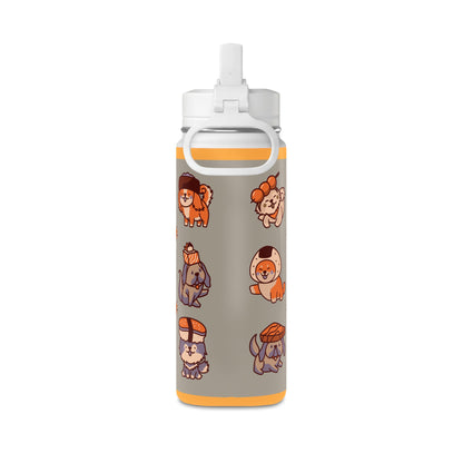 20oz Corgi Kids Water Bottle — Insulated Stainless Steel with Straw Lid