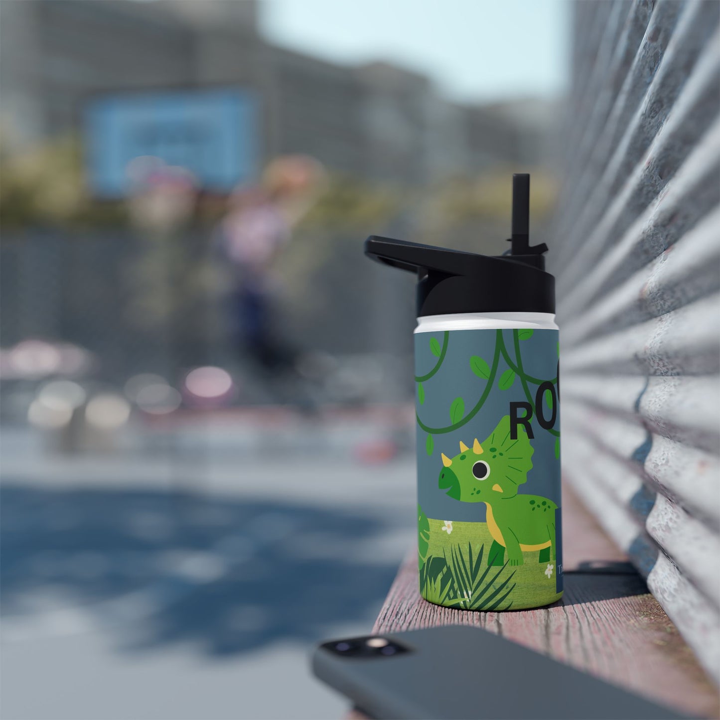 Blue Dinosaur stainless steel bottle .   Ready for Back to School.