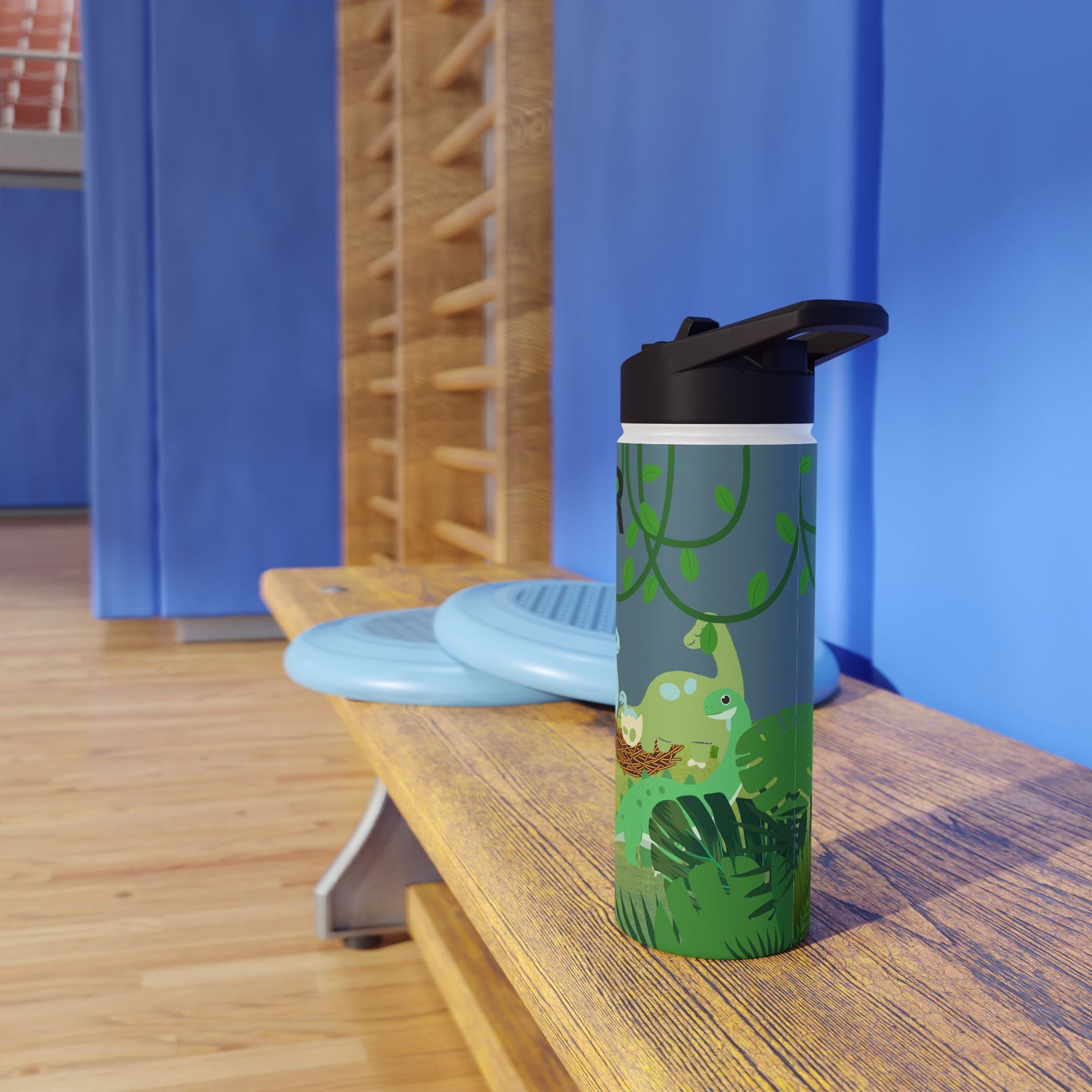 Blue Dinosaur stainless steel bottle .   Ready for Back to School.