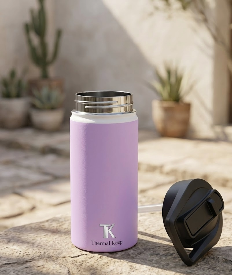 Pastel Lavender Stainless Steel Water Bottle — Insulated Travel Bottle with Standard Lid
