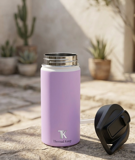 Pastel Lavender Stainless Steel Water Bottle — Insulated Travel Bottle with Standard Lid