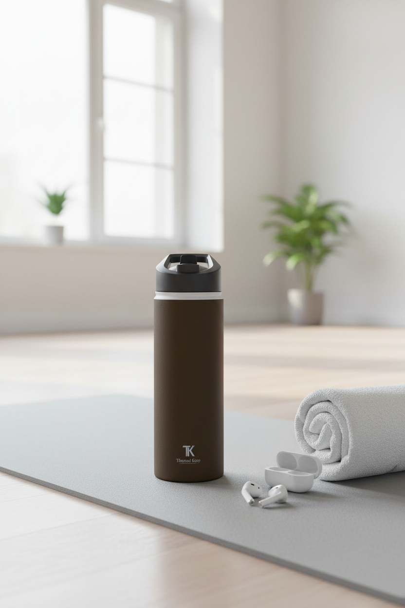 Mocha Brown Insulated Water Bottle — Thermal Keep | 12oz, 18oz, 32oz