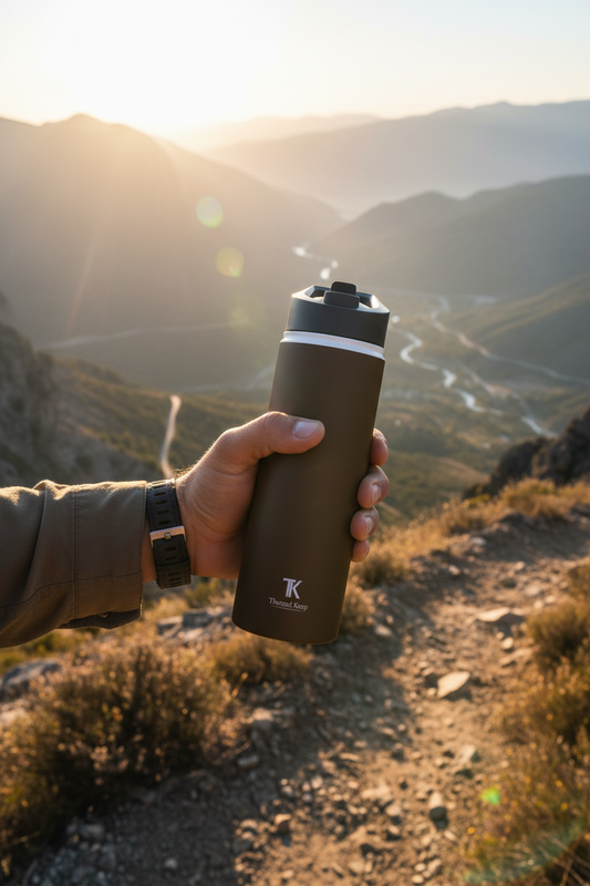 Mocha Brown Insulated Water Bottle — Thermal Keep | 12oz, 18oz, 32oz
