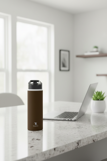 Mocha Brown Insulated Water Bottle — Thermal Keep | 12oz, 18oz, 32oz