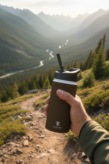 Mocha Brown Insulated Water Bottle — Thermal Keep | 12oz, 18oz, 32oz
