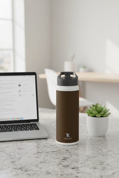 Mocha Brown Insulated Water Bottle — At Home | Thermal Keep | 12oz, 18oz, 32oz