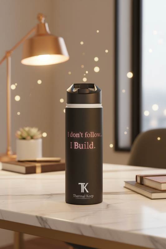 I Don't Follow, I Build Stainless Steel Water Bottle – Rose Gold Edition | Motivational Bottle for Builders & Leaders