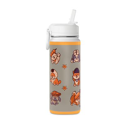 20oz Corgi Kids Water Bottle — Insulated Stainless Steel with Straw Lid