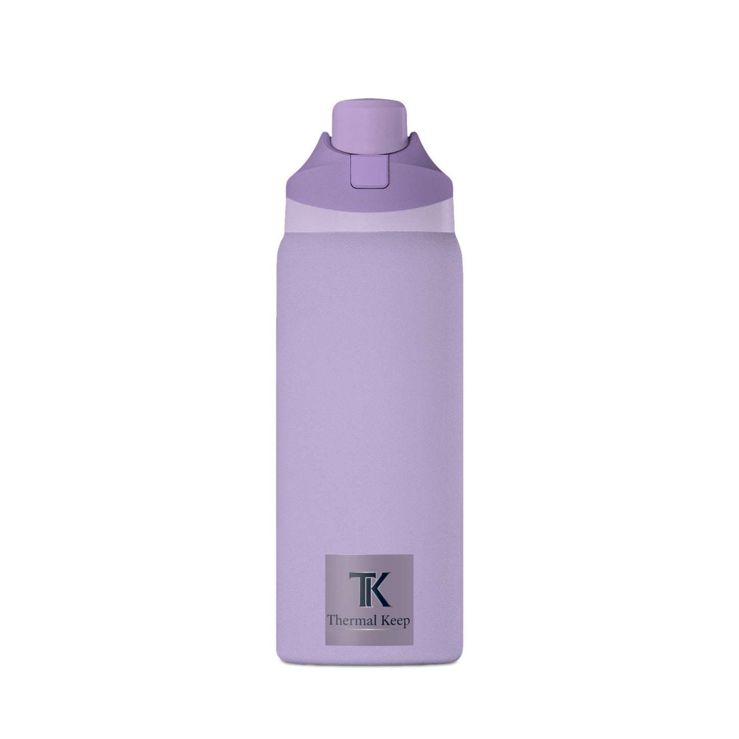 Purple insulated bottle with 'Thermal Keep' logo on a white background