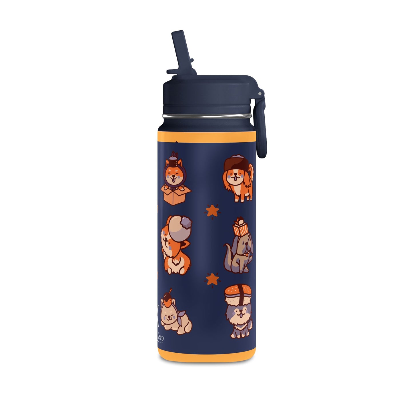 20oz Corgi Kids Water Bottle — Insulated Stainless Steel with Straw Lid