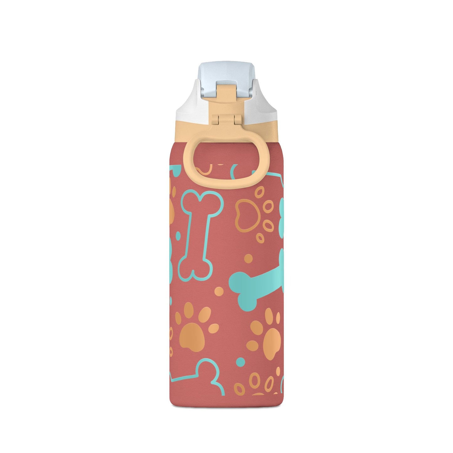Insulated 32oz Water Bottle – Cute Dog Bones & Paws Design