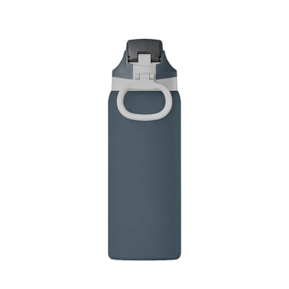 Night Fall Blue  water bottle with a gray cap on a white background