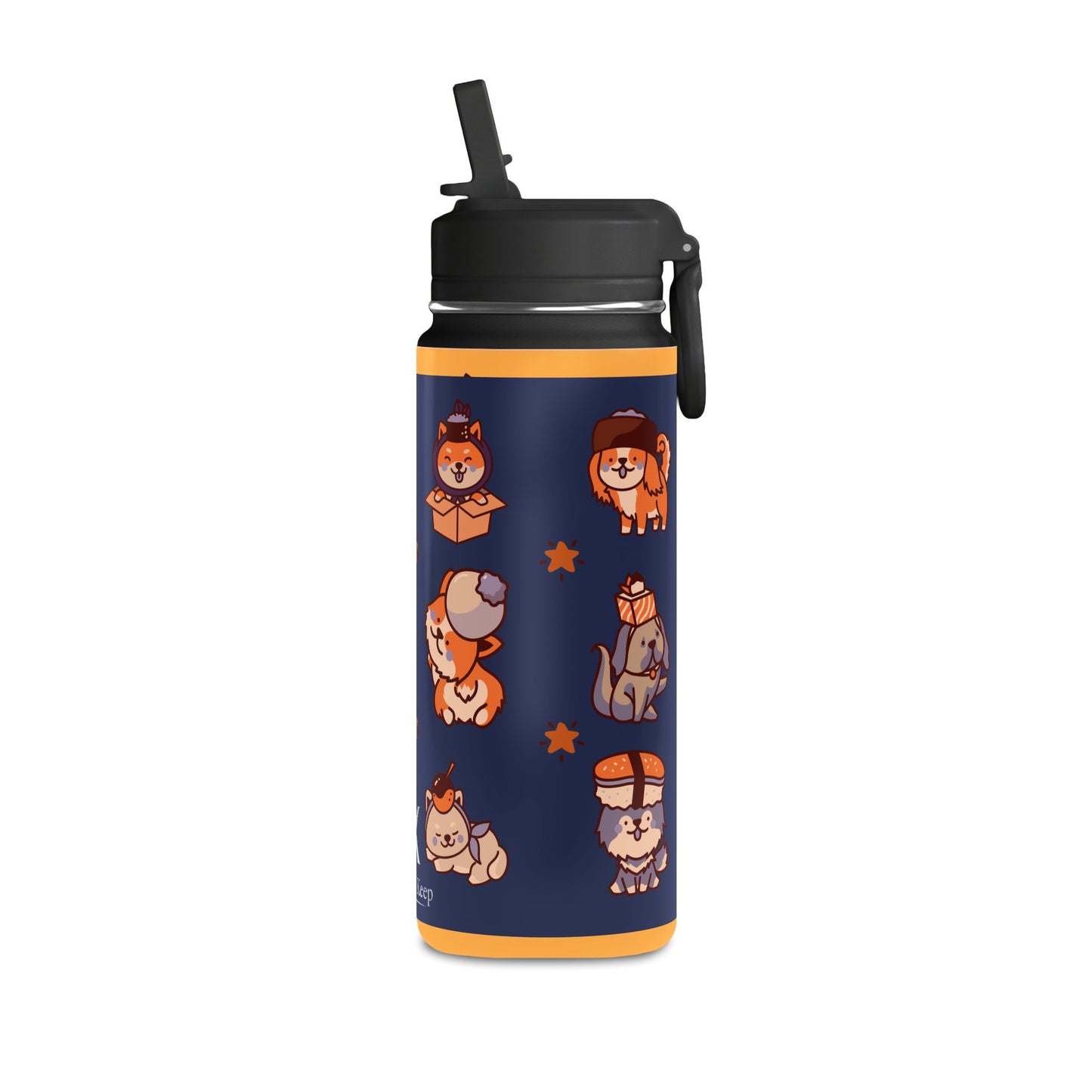 20oz Corgi Kids Water Bottle — Insulated Stainless Steel with Straw Lid