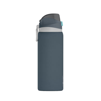 Night Fall Blue water bottle with a gray cap on a white background